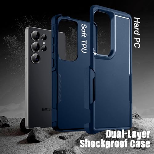 KARWAN Shockproof Back Case Cover Compatible with Samsung Galaxy S25 Ultra, Heavy Duty Case with 360 Degree Camera Protection, Dual Layer Rugged Bumper Protection Cover with Matte Finish (Blue) - Image 2
