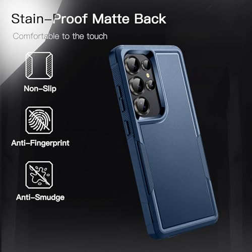 KARWAN Shockproof Back Case Cover Compatible with Samsung Galaxy S25 Ultra, Heavy Duty Case with 360 Degree Camera Protection, Dual Layer Rugged Bumper Protection Cover with Matte Finish (Blue) - Image 3