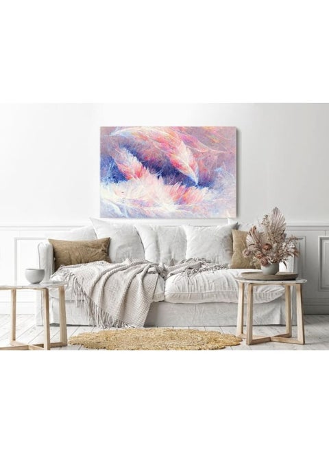 Canvas Wall Art, Abstract Framed Portrait of painting of bird feathers 120 W x 80 H x 2 D