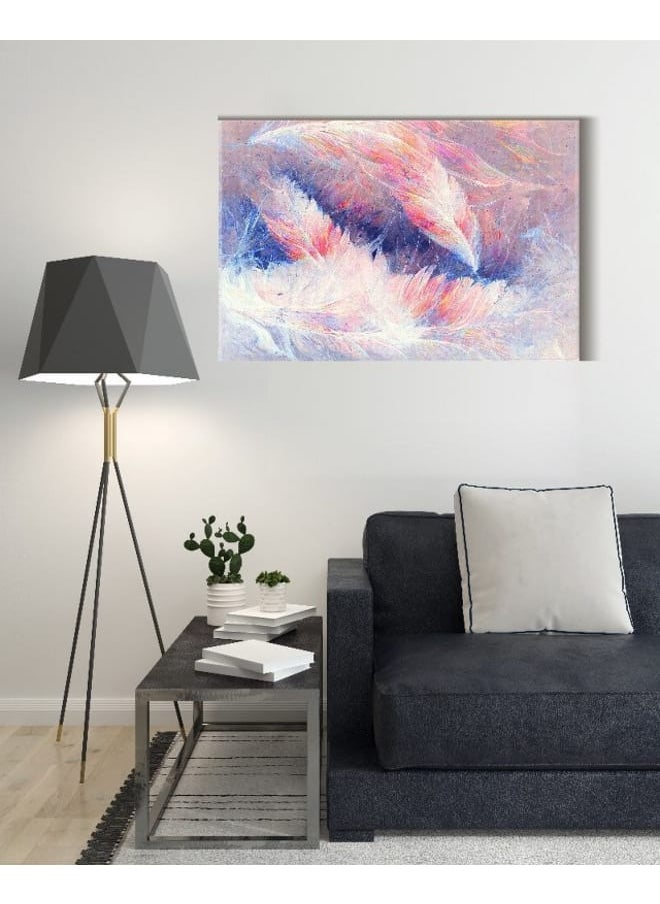 Canvas Wall Art, Abstract Framed Portrait of painting of bird feathers 120 W x 80 H x 2 D