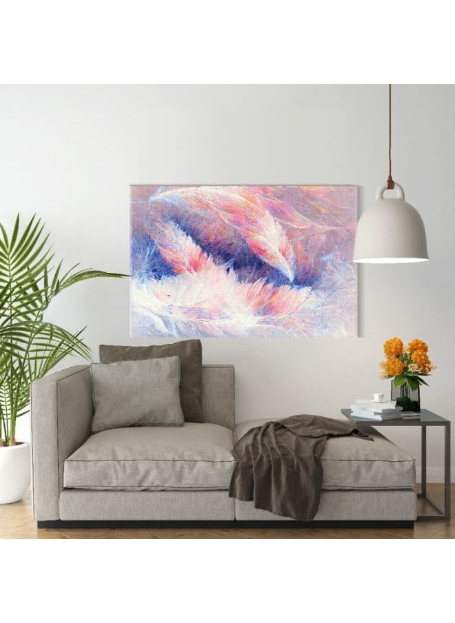Canvas Wall Art, Abstract Framed Portrait of painting of bird feathers 120 W x 80 H x 2 D