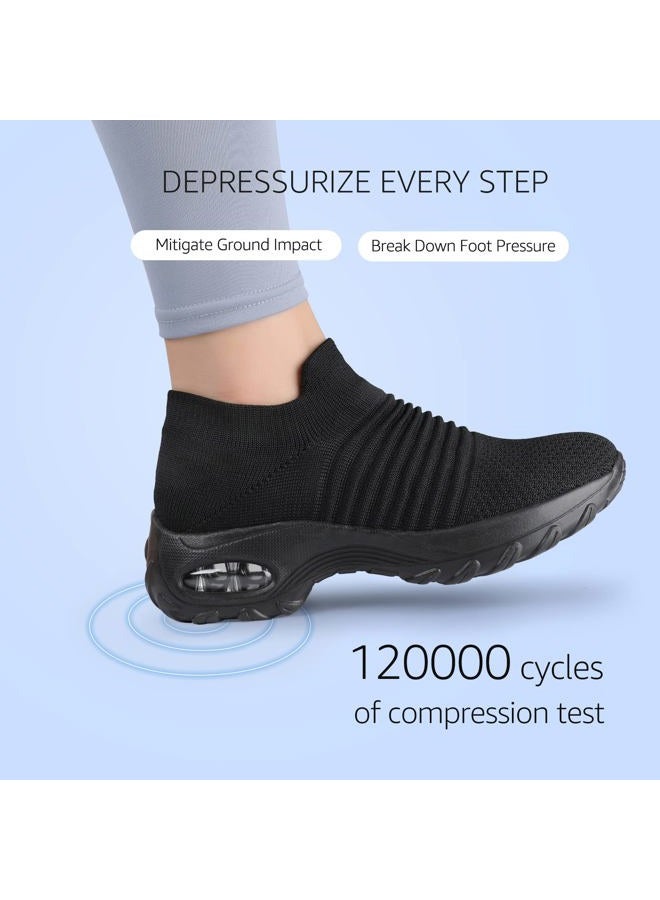 HKR Walking Tennis Shoes for Women Non Slip Work Sneakers All Black US 10.5 - Image 3
