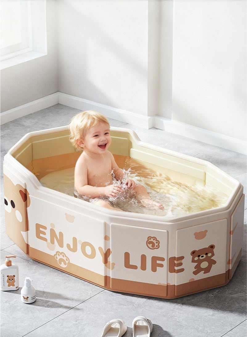 WALALLA Foldable Portable Baby Bathtub with Elevated Ergonomic Backrest - Foldable Cute Bear-Themed, BPA-Free Anti-Slip Spacious Toddler Bath Tub for 0-8 Years Old Infants & Kids