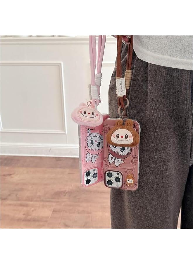 Arabest Pink LABUBU Lanyard Phone Case for iPhone 15, TPU Kawaii Silicone, Scratch Resistant and Shockproof for Girls and Women  - Image 5