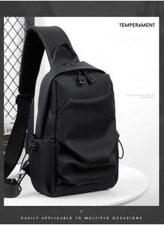 WAOKN Crossbody Backpack, Lightweight Shoulder Bag Men Women Adjustable Strap Backpack Chest Bag Water Resistant Small Shoulder Backpack with USB Charger Port, for Outdoor Hiking, Traveling, Cycling Black  - Image 3
