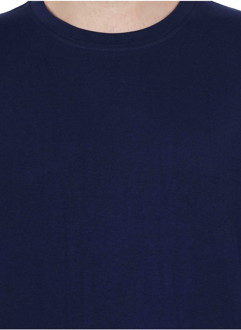 RSO Outfits - Navy Blue Men's Cotton Round Neck Full Sleeve Tshirt - Image 1