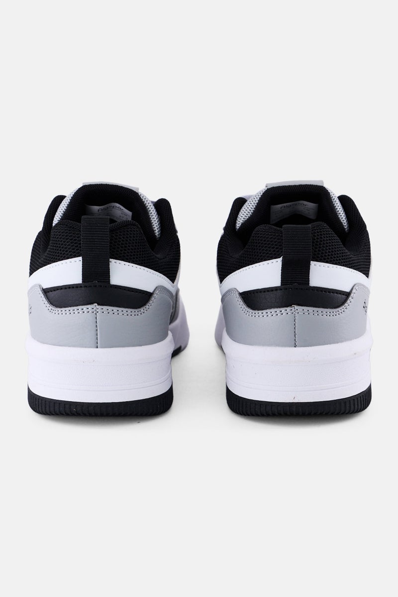 Algspar Men Leather Upper Lace Up Casual Shoes, White - Image 2