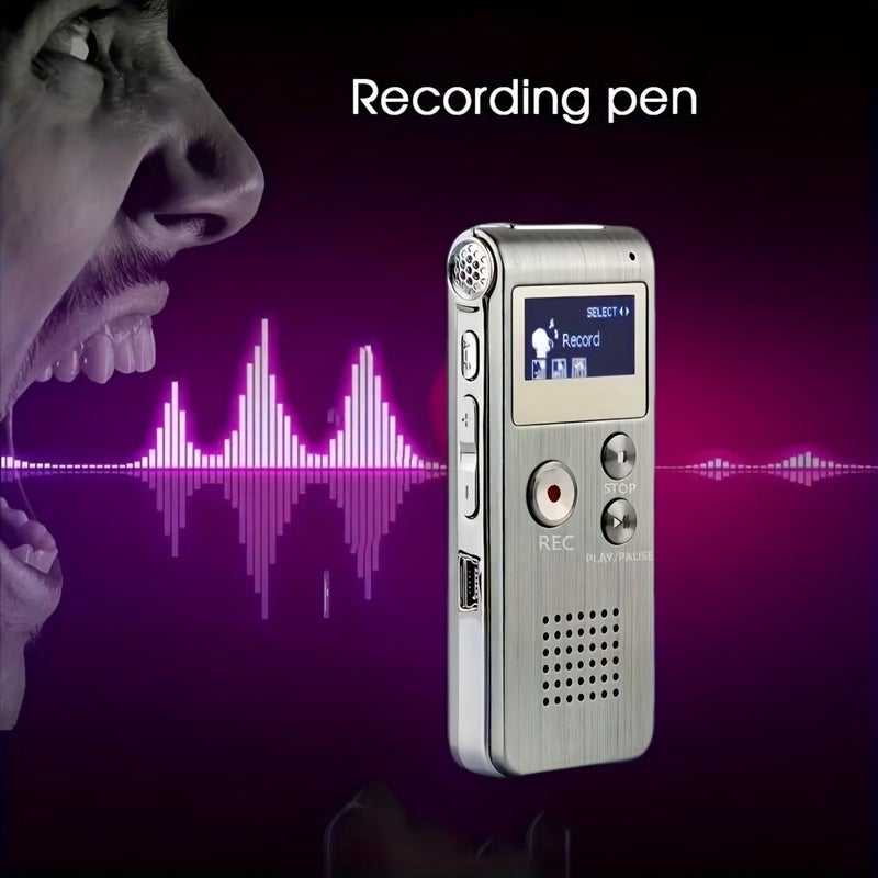 مسجل صوت رقمي متعدد الوظائف فضي بسعة 8 جيجابايت، مشغل MP3، بطارية تدوم 650 ساعة - Image 5