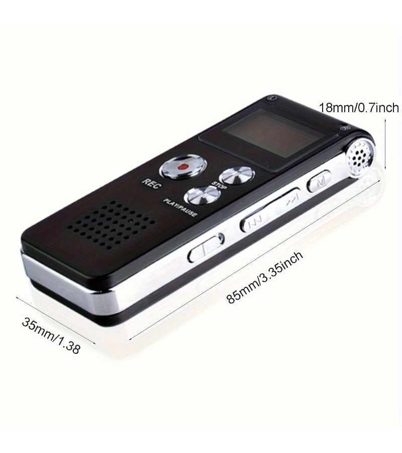 مسجل صوت رقمي متعدد الوظائف فضي بسعة 8 جيجابايت، مشغل MP3، بطارية تدوم 650 ساعة - Image 1
