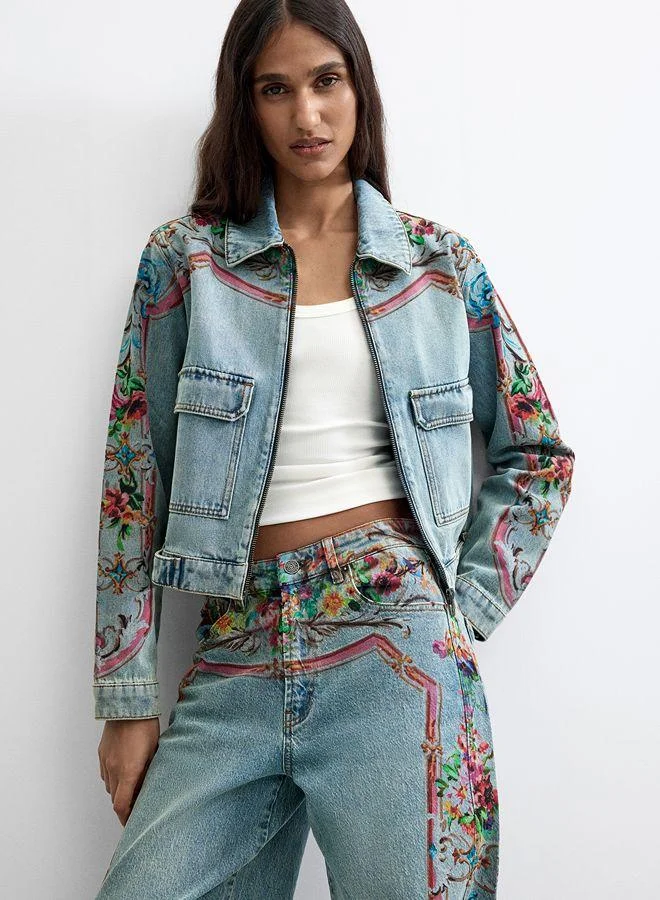 Desigual Blue Printed denim trousers for Women | Best Price UAE