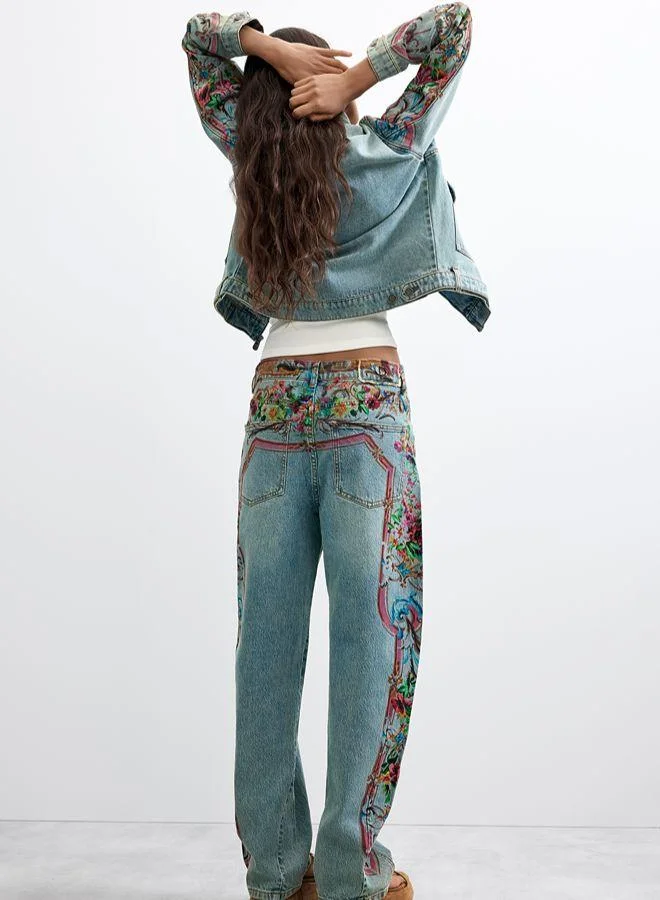Desigual Blue Printed denim trousers for Women | Best Price UAE