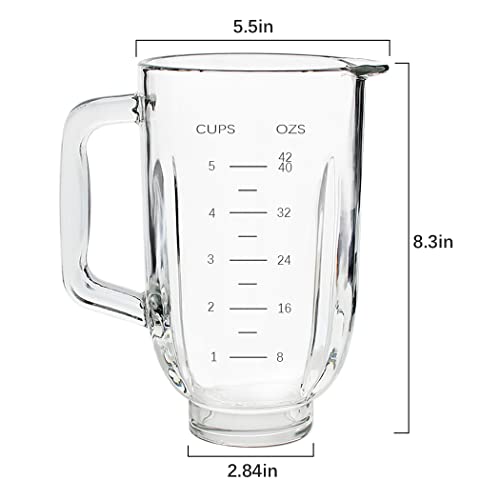 Veterger Replacement Parts 5-Cups Glass jar with lid,Compatible with BLACK&DECKER 10-Speed Blender BL2010BPA/BL2010BP/ BL2020S/ BL-2020/ BL2010BG - Image 3