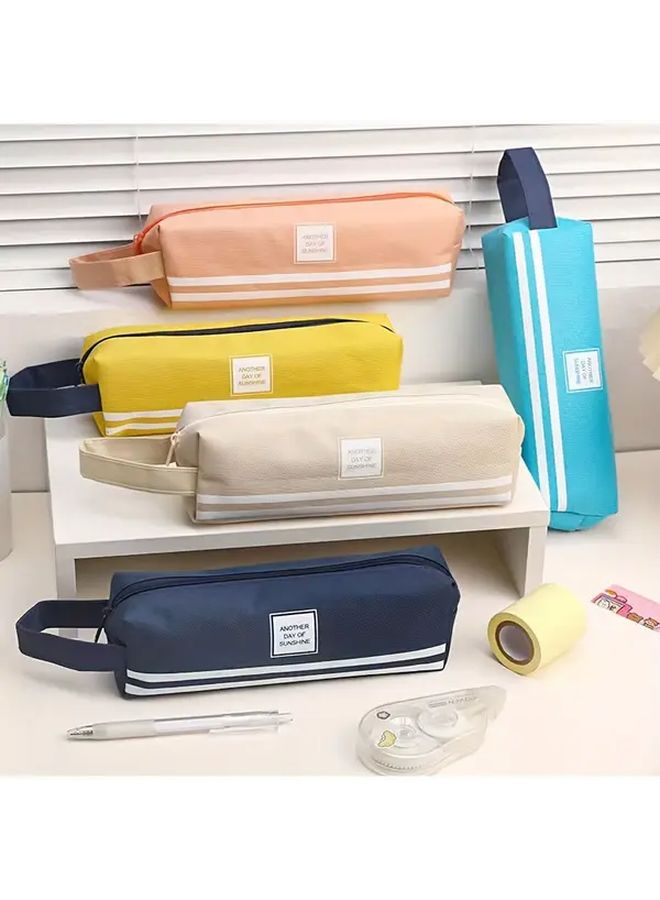 Solid Color Oxford Stationery Bag Pencil Case With Handle Waterproof Dustproof Storage Box Random 3 Colors - Image 5