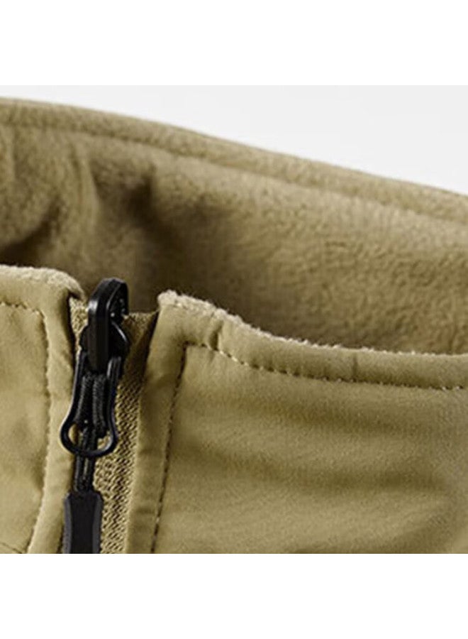 Playboy Men's Autumn Winter Fleece Vest Stand Collar Sleeveless Casual Khaki XL - Image 2