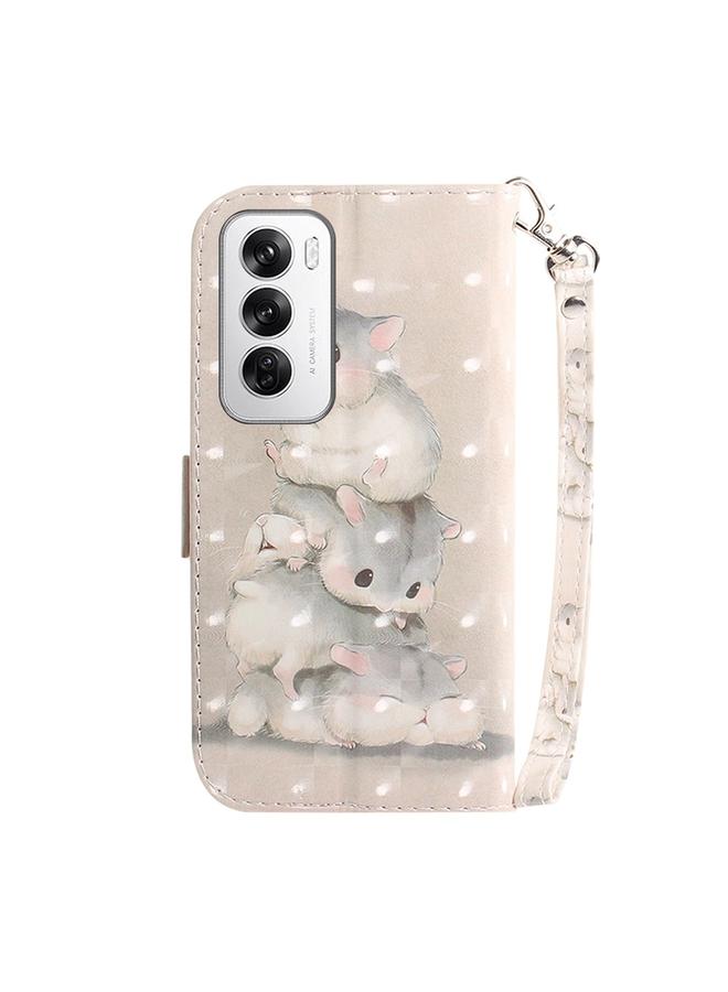 اس-توب جراب هاتف OPPO Reno12 5G Global ثلاثي الأبعاد ملون أفقي من الجلد القابل للطي - Image 3