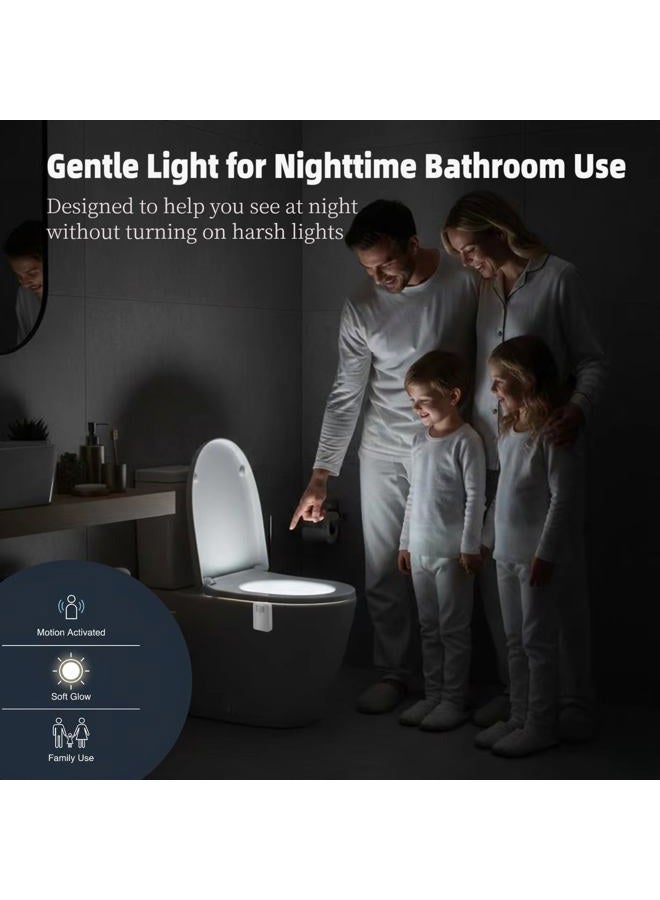 Chunace Toilet Night Lights 3 Pack, Motion Sensor Activated LED 16 Color Glow Bowl Lamp for Bathroom Decor, Cool Fun Room Housewarming Gadgets Gift for Dad, Men, Kids (Battery Not Included) - Image 4