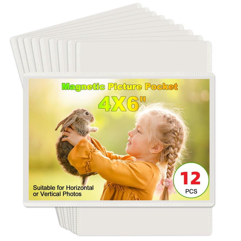 Chunniao 24 Pack Picture Magnets للثلاجة المزيد من الحلول عرض الصور الخاصة بك-12 قطعة إطارات ثلاجة و 12 قطعة ورقة مغناطيسية لاصق - Image 3