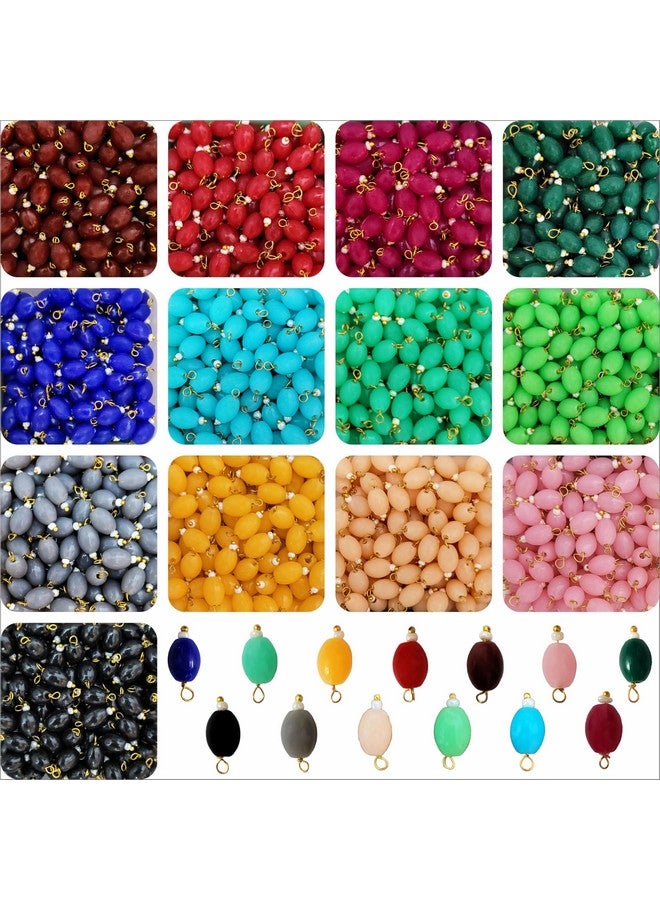 INDIKONB INDIKONB 450 Oval Hanging Beads for Craft | Multicolor Acrylic 6x8mm Lariya Beads for Blouse, Embroidery, Saree Work  - Image 1