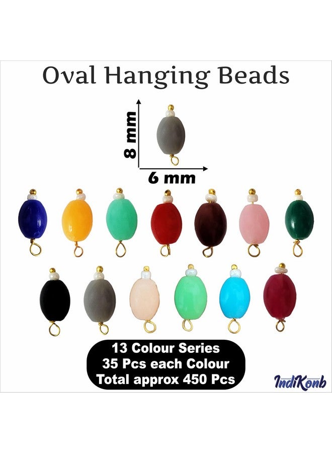 INDIKONB INDIKONB 450 Oval Hanging Beads for Craft | Multicolor Acrylic 6x8mm Lariya Beads for Blouse, Embroidery, Saree Work  - Image 2