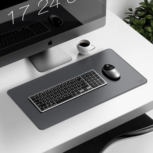 V-CUBE Designs Premium Vegan Leather Desk Mat 60X35cm 2.4mm Thick&Padded|Laptop Mat/Extended Mouse Pad/Stitched, Reversible, Sturdy Deskspread with High Tear/Peel Strength|Anti-Slip,Splash-Proof|Grey - Image 2