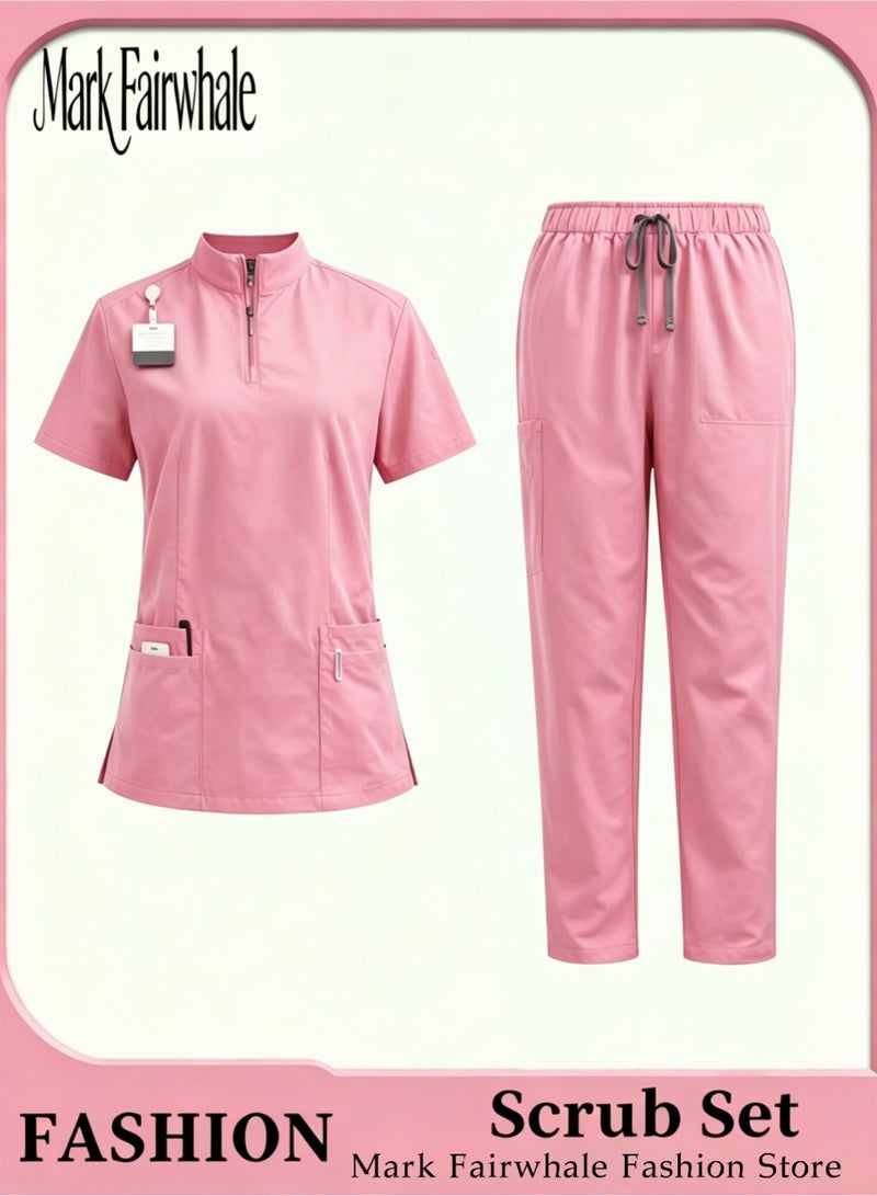 Mark Fairwhale New Minimalist Stand Up Collar Half Zipper Medical Hand Wash Suit Set - Image 1