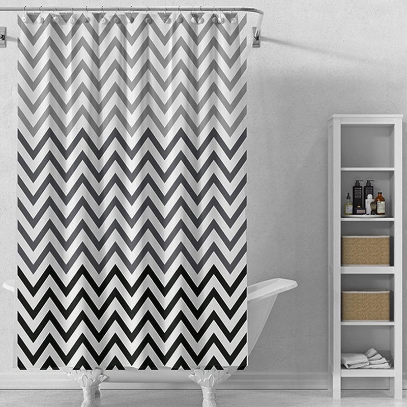 YumLock PEVA Shower Curtain 180 x 180 cm Waterproof Eco Friendly Wave Design Mildew Resistant Easy Clean - Image 1
