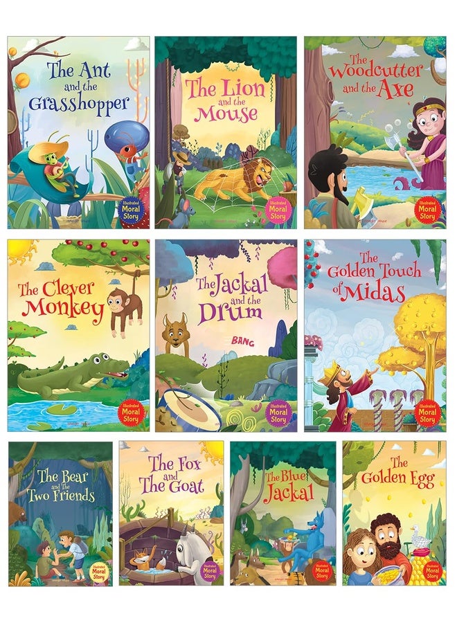 Moral Storybooks for Kids (Illustrated) with Colorful Pictures - Phonic stories - Bedtime Stories - 3 years to 6 years Old - Read Aloud to Infants, Toddlers (Set of 10 Books)