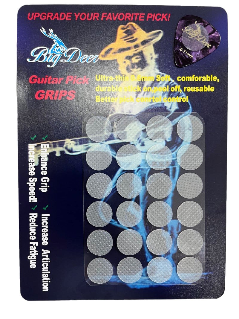 BigDeer 48pcs Ultra-thin,Clear highly adhesive Guitar pick grips, guitar pick handles help you hold the guitar picks Ideal for Sweaty Hands, Live Performances, & Beginners - Image 1