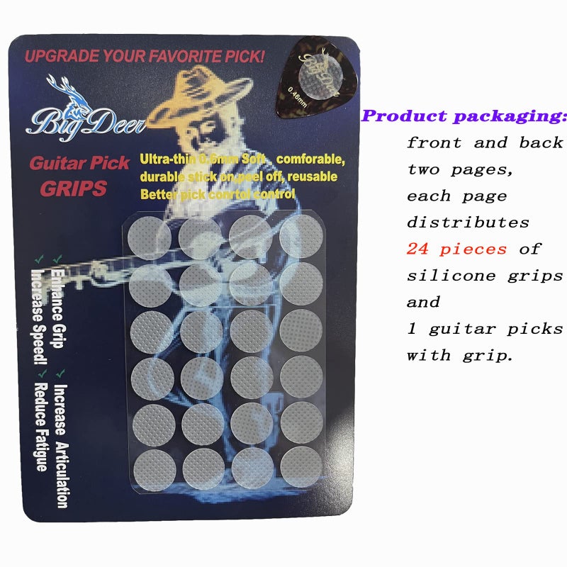 BigDeer 48pcs Ultra-thin,Clear highly adhesive Guitar pick grips, guitar pick handles help you hold the guitar picks Ideal for Sweaty Hands, Live Performances, & Beginners - Image 2