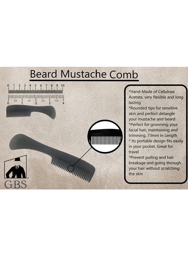 GBS Beard and Mustache Comb, Saw-Cut, Polished Pocket-Sized Comb 3 Inches, Black - Image 2