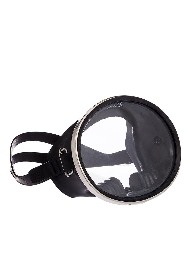 Scuba Choice Choice Spearfishing Free Dive Stainless Steel Oval Shape Classic Rubber Mask , Black - Image 1