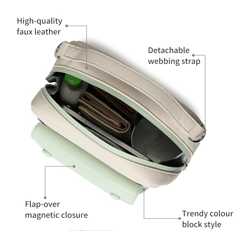 Fastrack Pastel Satchel Bag for Women | Faux Leather Handbag with Flap Closure, Inner Organizer Pockets and Detachable Strap | Compact Everyday Satchel for Errands, Outings and City Wear - Image 3