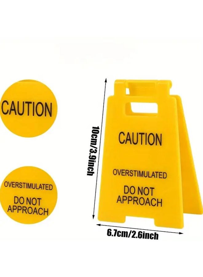 Caution Overstimulated Do Not Approach Yellow Office Warning Sign 1pc Durable Plastic Floor Desk Decor - Image 4