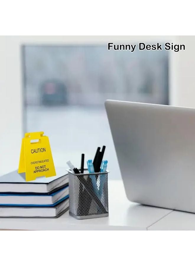Caution Overstimulated Do Not Approach Yellow Office Warning Sign 1pc Durable Plastic Floor Desk Decor - Image 3