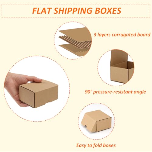 HORLIMER 4x3x2 inches Shipping Boxes Set of 50, Brown Corrugated Cardboard Box Literature Mailer - Image 3