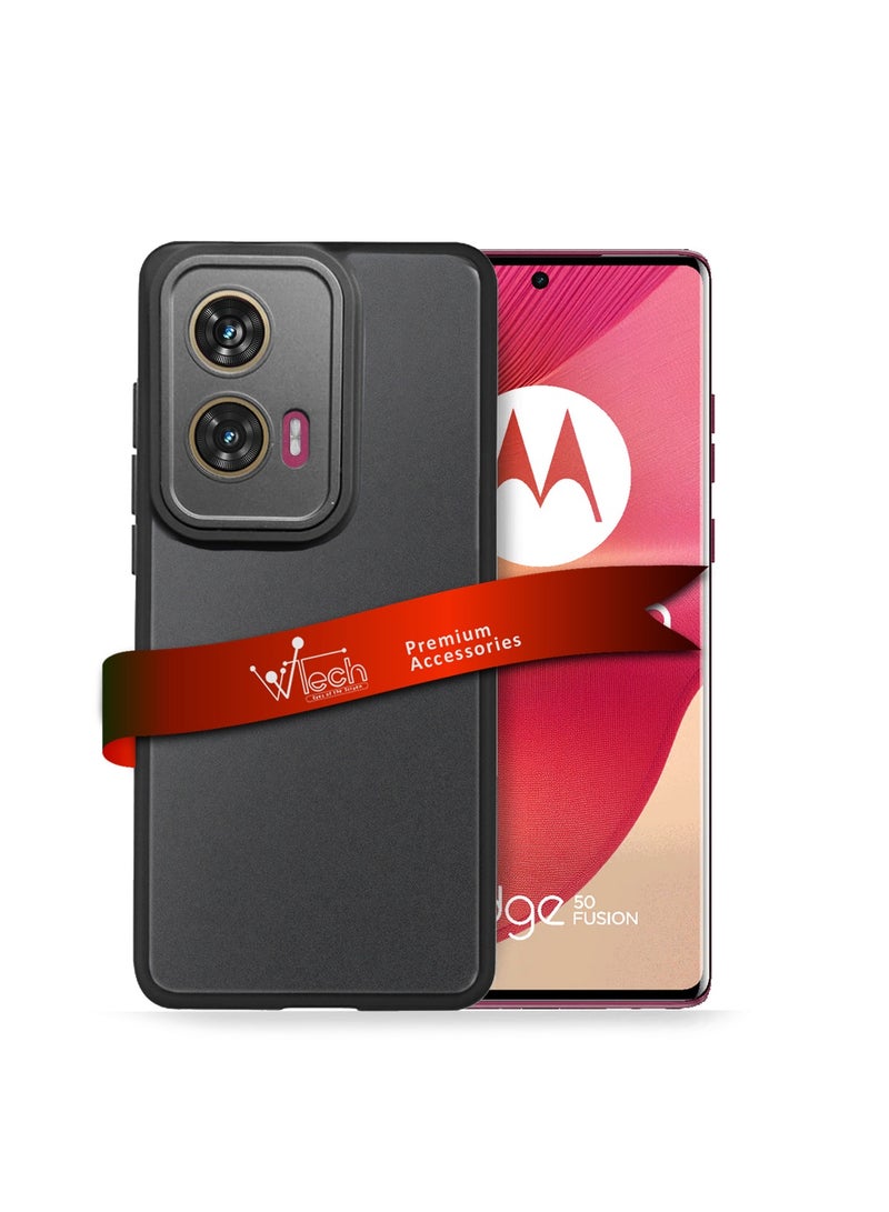 دبليو تيك موتورولا إيدج 50 فيوجن / موتورولا S50 نيو / موتورولا موتو G85 5G 2024 سيليكون هجين مع غطاء غطاء درع للعدسة الواقية من الظهر أسود - Image 1
