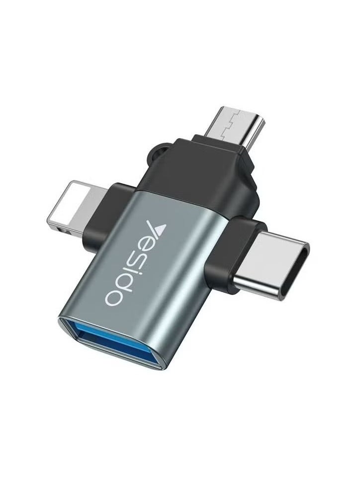 يسيدو يسيدو 3 في 1, OTG USB 2.0 يدعم نقل البيانات بسرعة فائقة، تحويل إلى واجهة Lightning & Micro & Type-c، GS15 