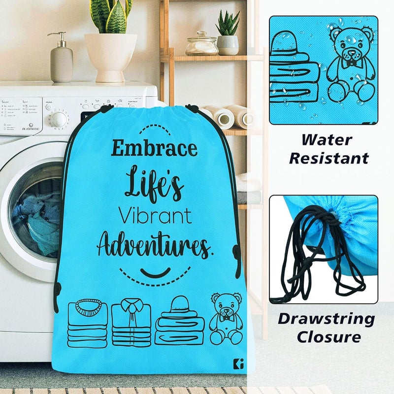 Kuber Industries Pack of 3 Cloth Storage Bag NonWoven Storage Organizer Travel Pouches Cloth Carrying Bag Garments Cover Storage Organizer Bag for Clothing Large Sky Blue Black - Image 5