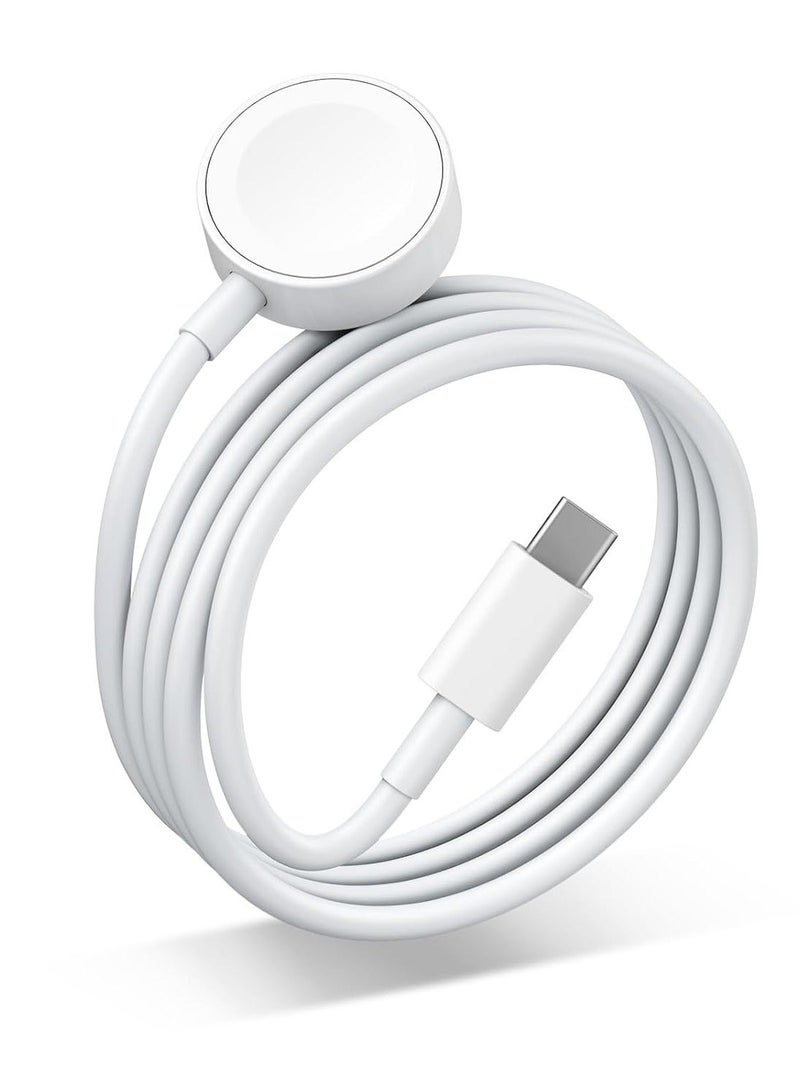 فلوينغ شاحن ساعة USB C سريع الشحن متوافق مع ساعة أبل، كابل شحن مغناطيسي متوافق مع ساعة سلسلة 9/8/7/Ultra/Ultra2/SE2/6/5/4/3/2/1/SE1، كابل Type C، 1 متر - الافتراضي - Image 1