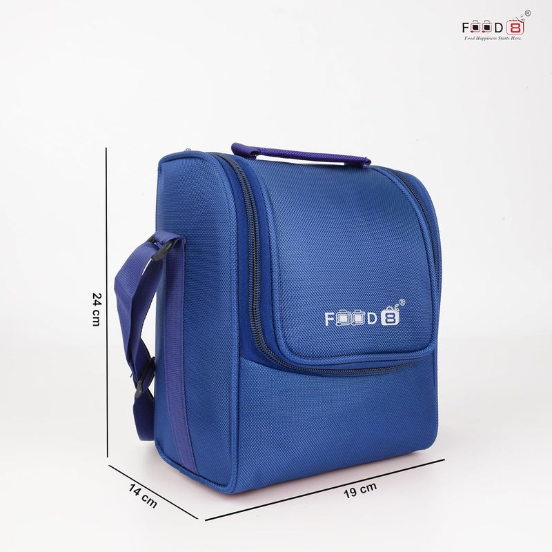 FOOD 8 Food Lunch Box for Office Collage School 4Containers 400 ml 1 Pickle ox with Insulated Fabric Jacket Bag Steel Water Bottle 750Ml Blue  - Image 3