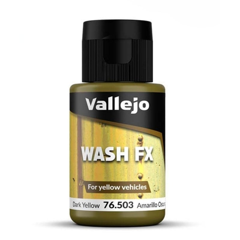 Vallejo - Wash FX | Dark Yellow 35 ml. (1.18 fl.oz.) | Designed for Yellow Vehicles | Visual Realism for your Projects | Brush or Airbrush Use - Image 1