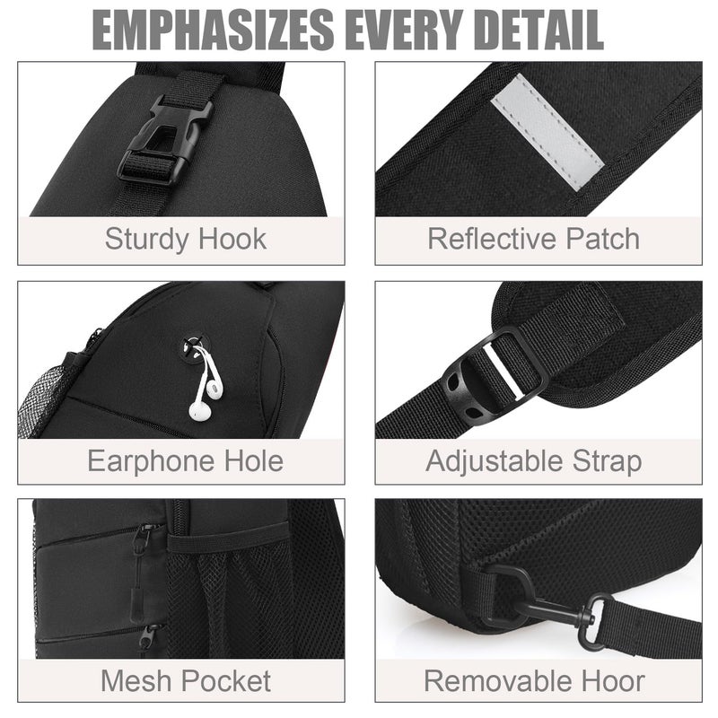 Pritent Crossbody Bags for Women Men Trendy Sling Bag Bakpack Casual Chest Bag with Convertible Shoulder Strap Travel Cross Body Bag for Hiking Traveling Outdoors(Black) - Image 5