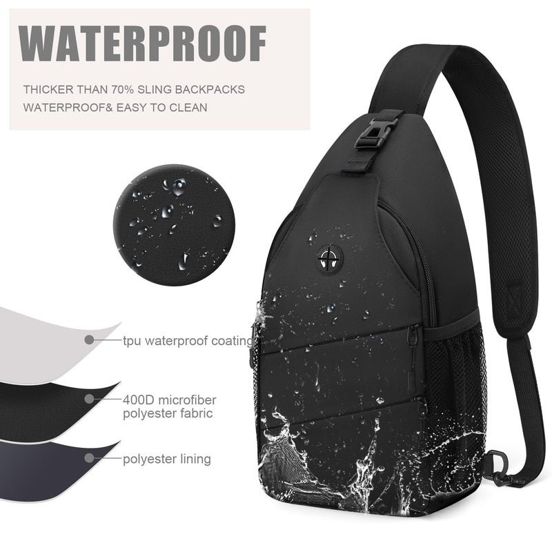 Pritent Crossbody Bags for Women Men Trendy Sling Bag Bakpack Casual Chest Bag with Convertible Shoulder Strap Travel Cross Body Bag for Hiking Traveling Outdoors(Black) - Image 4