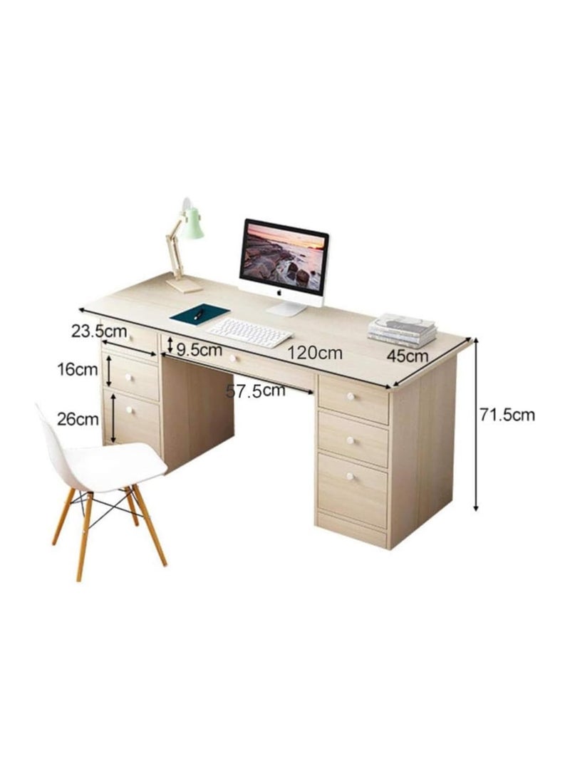 Office Table Computer Desk Home Office Desk Writing Desk Work Table with 7 Storage Drawers Executive Large Storage Space(120×45×71.5cm)