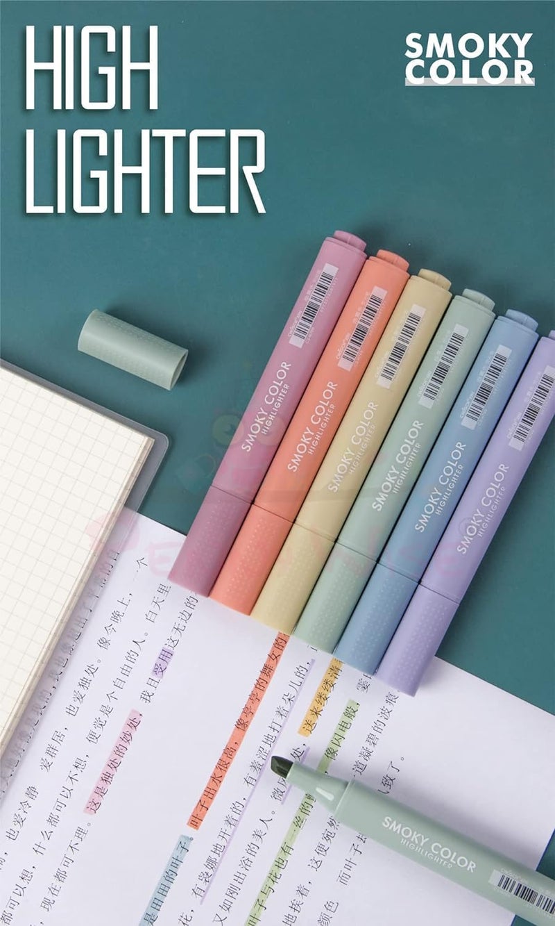 CLOSAL Aesthetic Cute Highlighter Pen || Highlighters Markers Pen || No Bleed Marker Pens with Chisel Tip || Pastel Marker Set || Aesthetic Cute Pastel Highlighters set (Smoky Color) - Image 3