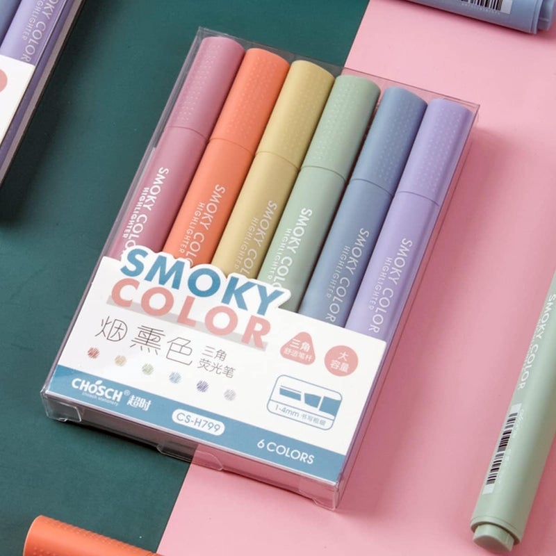 CLOSAL Aesthetic Cute Highlighter Pen || Highlighters Markers Pen || No Bleed Marker Pens with Chisel Tip || Pastel Marker Set || Aesthetic Cute Pastel Highlighters set (Smoky Color) - Image 1