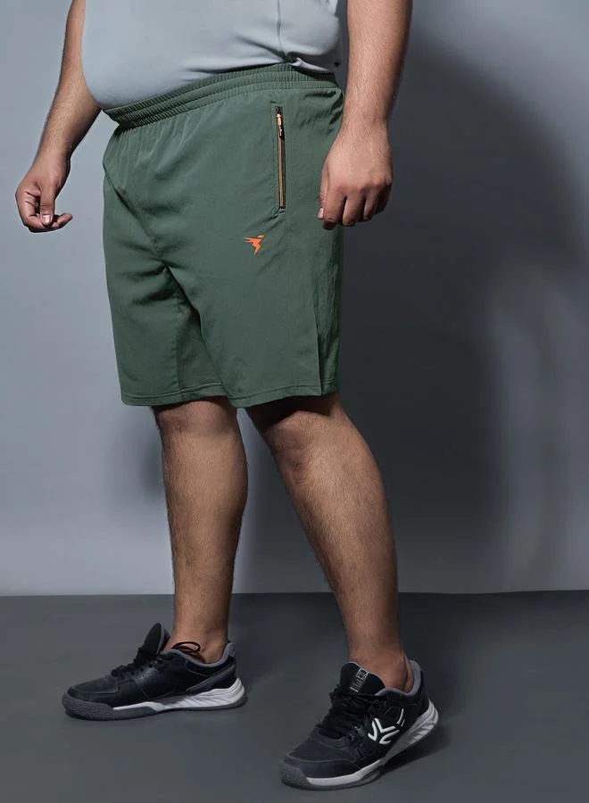 Technosport Green Men Solid Slim Fit Sports Shorts with TECHNOLITE for Men | Best Price UAE