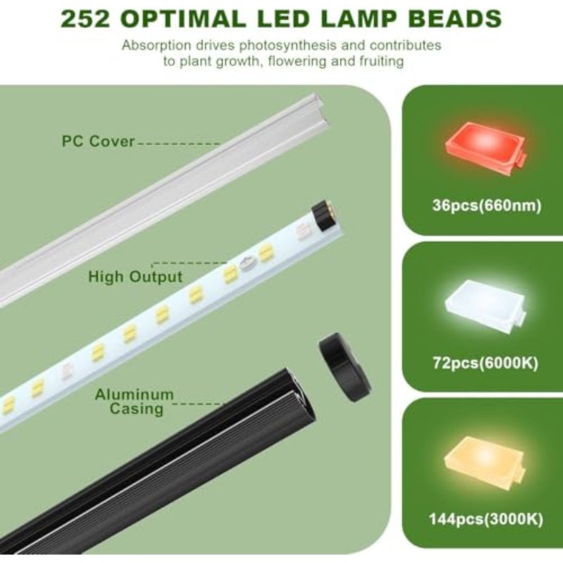 LED Grow Light for Indoor Plants Full Spectrum with Timer Dimmable Function Standing Plant Lamp with Hanging Accessory For Seed Starting, Greenhouse Indoor Garden 3 PCS Set - Image 3