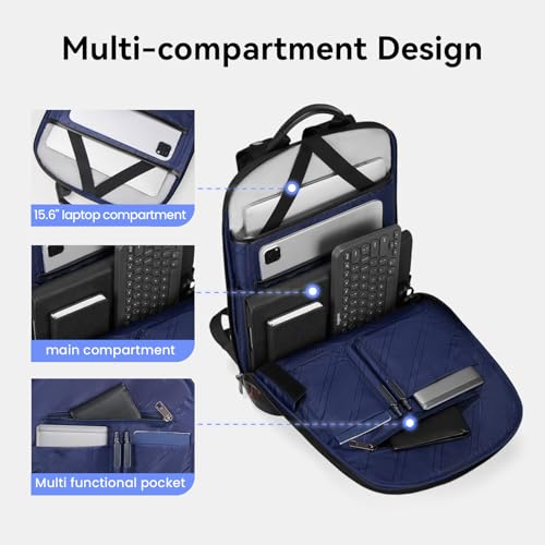 CROSS+GEAR CROSSGEAR Full-Grain Genuine Leather Laptop Backpack, Slim Lightweight Backpack for Men, Charging Port, Fits 15.6” Laptop, Water Resistant, Business Computer Backpack for Work Office Casual, Black - Image 4