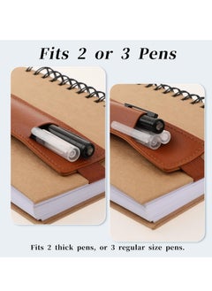 Generic 4pcs Adjustable Pen Holder Elastic Band, Detachable PU Leather Pen Sleeve Pouch Journal Pencil Holder for Notebook, Planners, Binders and Books (4 Colors)  - Image 3